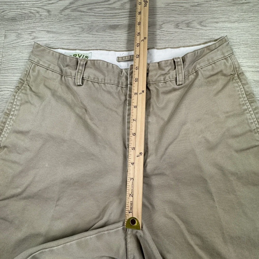 Orvis Men's Classic Chino Shorts Tan‎ Khaki 34 Cotton Flat Front Casual Preppy
